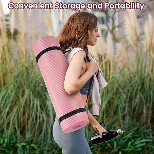 Fitvids Yoga Mat, 1/2-Inch Extra Thick High Density Exercise Mat, Anti-Tear Exercise Yoga Mat with Carrying Strap, Suitable for Various Yoga Exercises thumbnail 7