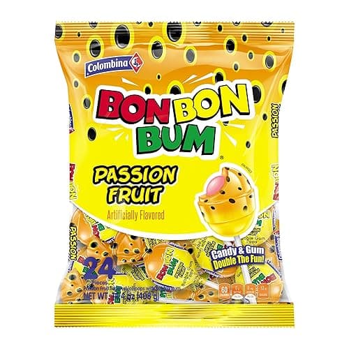 Colombina Bon Bon Bum Lollipops Tropical Passion Fruit Flavor, 24 Count (Pack of 1) - Image 1