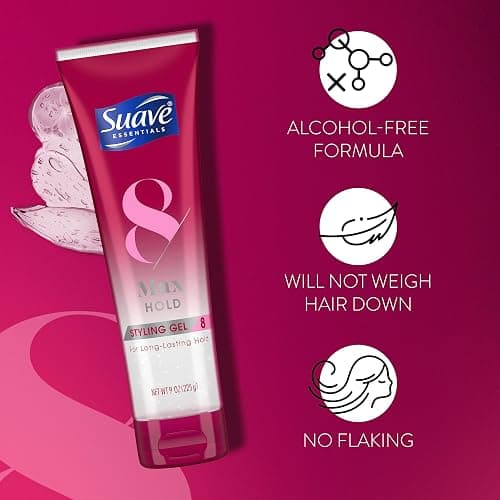 Suave Essentials Styling Gel, Max Hold 8 Sculpting – Edge Control Gel, Curly Hair Gel, Strong Hold, Anti-Frizz Hair Products, Alcohol-Free, Scented, 9 Oz (Pack of 2) thumbnail 5