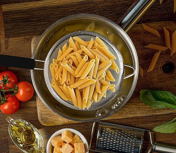 Fine Mesh Strainer with thermo plastic rubber handle - Sieve Fine Mesh Stainless Steel - Ideal to Sift Flour, Icing Sugar, Fruits and Vegetables (6.3 Inches) thumbnail 7