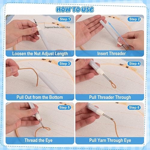 35Pcs Punch Needle Kit Adult Beginner, Adjustable Punch Needle Tool with Different Size Needles & Storage Case, Wooden Handle Embroidery Pen Set for Christmas Gifts, Decoration & DIY Craft Project thumbnail 5