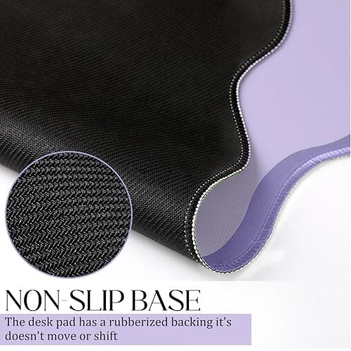 Hahafelt Scalloped Desk Mat Large Scalloped Piping Cute Desk Mat Aesthetic Preppy Table Pad Large Nonslip Pad with Edge Stitching Waterproof Gaming(Purple,31.5 x 15.75 Inches) thumbnail 4