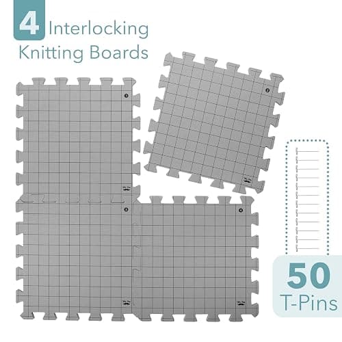 Mr. Pen- Interlocking Blocking Mats, 12”x12”, 4 Pack, Blocking Mats for Knitting & Crochet Projects with 50 T-Pins, Knitting Blocking Mats and Pins, Crochet Blocking Board for Crocheting thumbnail 3