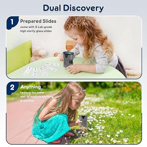 1000X Handheld Microscope for Kids 4K 2.0" Screen Rechargeable Mini Pocket Digital Microscopes w/Slides Kit Portable Edu Gift Age 4-6 8-12 Children Students (Grey) thumbnail 5