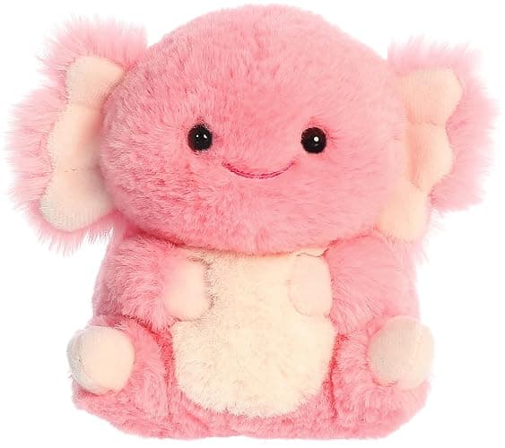 Aurora® Round Rolly Pet™ Ari Axolotl™ Stuffed Animal - Adorable Companions - On-The-Go Fun - Pink 5 Inches - Image 1