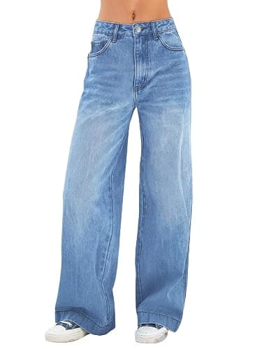EMMIOL Women's 2026 Wide Leg Jeans Distress High Waist Stretchy Baggy Denim Pants Trousers Clothing - Image 1
