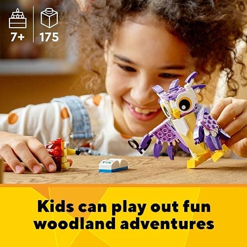 LEGO Creator 3 in 1 Fantasy Forest Creatures, Woodland Animal Toys Set Transforms from Rabbit to Owl to Squirrel Figures, Gift for 7 Plus Year Old Girls and Boys, 31125 thumbnail 3