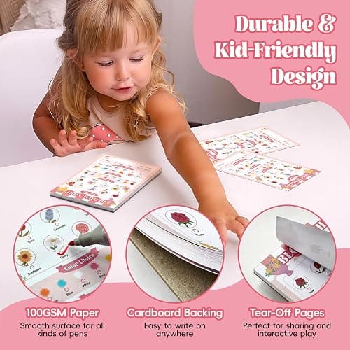 MOMOTONX 6 Pack Kids Pretend Play Notepads for Girls | 40 Pages Kids Playtime Pads, 4'' x 6'' Imaginative Role Play Activity Pads, Educational Toys for Toddlers thumbnail 5