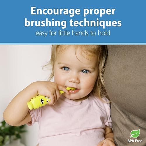 Dr. Brown's ToothScrubber Toddler Toothbrush, Triple-Sided Training Toothbrush with Suction Cup Base, Green Monster, Baby Oral Care, Ages 1-4 Years thumbnail 6