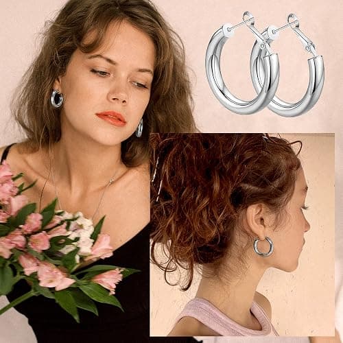 MILACOLATO Gold Chunky Hoop Earrings Set for Women,14K Gold Plated Thick Lightweight Hypoallergenic Hoop Earrings Pack Twisted Huggie Open Hoops Set Jewelry for Ladies thumbnail 3