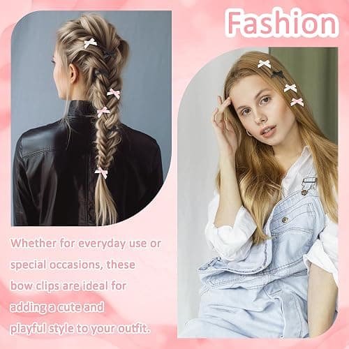 30 Stück Mini Schleife Haarspangen, Süß Haarschleife Haarschmuck Satinschleifen Haarclips Niedlich Einfarbig Hair Accessories Klein Haarklammern für Damen Mädchen Frauen Kinder(Rosa+Schwarz+Weiß) thumbnail 6