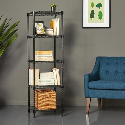 Amazon Basics 5-Shelf Tower Adjustable Storage Shelving Unit for Garage, Rust-Resistant Steel, 150 lbs Per Shelf, 16"W x 16"D x 54"H, Black thumbnail 2