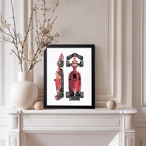 Poster Master Vintage Illustration Poster - Retro Sports Print - Race Car, Leclerc, Sainz, Cars, Driver, Fan - Gift for Athlete, Friend - Wall Decor for Home, Dorm, 8x10 Black Framed thumbnail 5