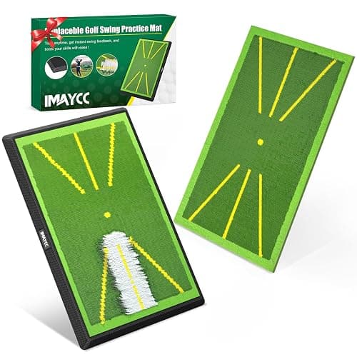IMAYCC Golf Mat 2Pics Replaceable Hitting Practice Mat with Antislip Rubber Base for Analysing Swing Path Training Indoor Outdoor,Nice Gift for Golf Beginners,Adults and Children - Image 1