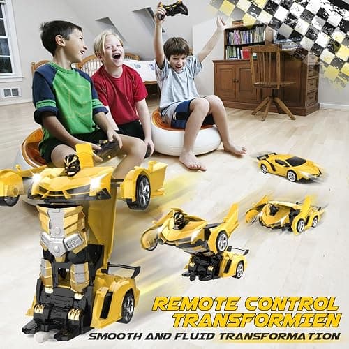 Britik Transform Remote Control Car Toy for Kids 4 5 6 7 8, Remote Control Car for Boys 4-7, Transform Cars for Boys 4-6, Toy Car 5 Year Old Boy, Toys for 3 4 5 6 7 8 9 10 11 12 Years Old Boy thumbnail 3