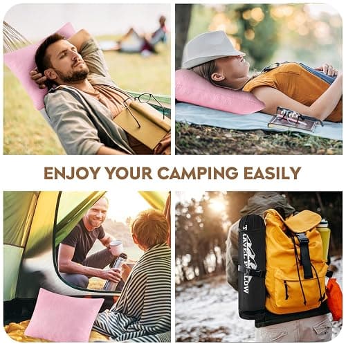 PEUJEW Small Shredded Memory Foam Pillow, Camping Pillow Travel Pillow - Compressible Medium Firm, Breathable Cover, Ideal Backpacking Hiking, Airplane and Car (Apricot Pink, M) thumbnail 7