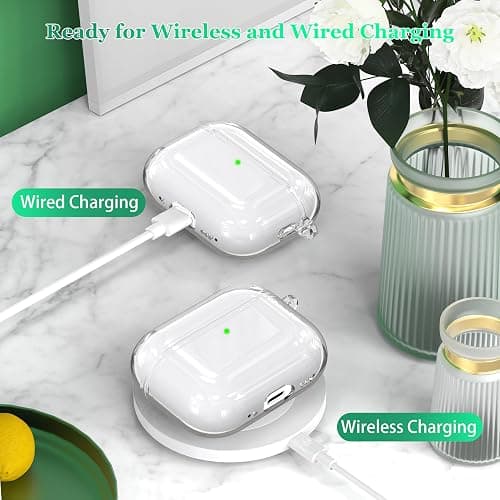 MHYALUDO for AirPods Pro 3 Clear Case 2025, Military-Grade Shockproof, Soft TPU Highly Transparent Anti-Yellowing for AirPods Pro 3 Case with Cleaning Kit & Cute Round Buckle, Clear White thumbnail 5