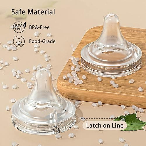 yanyoyo Natural Glass Baby Bottle for Breastfeeding Babies, 8oz Anti-Colic Baby Bottle with Natural Response Nipple(M), Clear, Wide Neck, 4 Pack, 3 Months+ thumbnail 6