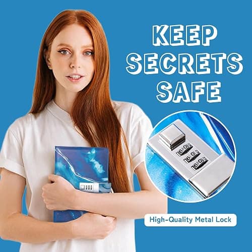 CAGIE Diary with Lock for Girls, A5 Password Refillable Lined Journal Kit Locked Diary, Cute Stuff Christmas Birthday Gifts for Girls 6 7 8 9 10 11 12 13 14 Year Old Girl, Teen Girl Gifts, Blue thumbnail 3