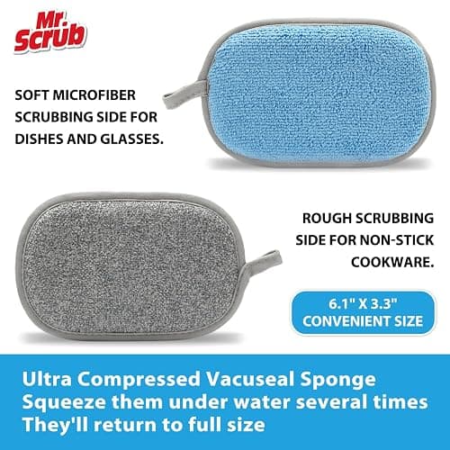 Sponges Kitchen Dish Sponge for Washing Dishes Cleaning Kitchen, All-Purpose, 6 Pack, Non Scratch, Rough Scrubbers Side for Non-Stick Cookware, Soft Microfiber Scrub Side for Dishes, Mr. Scrub thumbnail 4