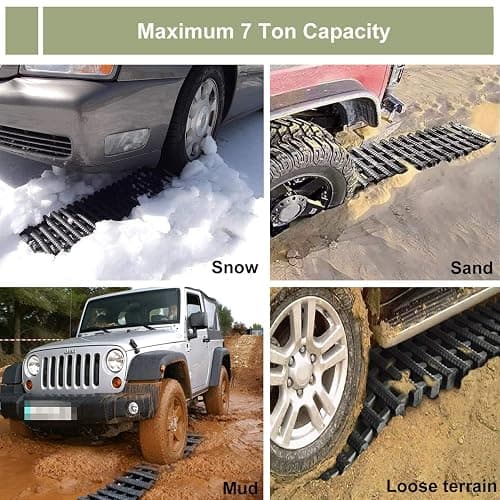 Reliancer 2PC Traction Tracks Mats TPR 31.5" L Tire Recovery Track Pad Roll Car Vehicle Tyre Traction Boards Tire Ladder Track Grabber Auto Emergency Traction Aid w/Bag for Off-Road Mud Snow Ice Sand thumbnail 7