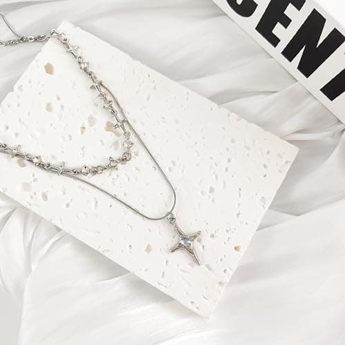 Buyongwant Two Piece Y2k Irregular Starlight Necklace for Women Snake Bone Chain Pendant Jewelry Collar Chain Blue thumbnail 5