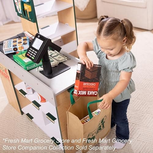 Melissa & Doug, Fresh Mart Pretend Grocery Store, Kids Cash Register with Scanner, Shelves, & Conveyor Belt, Kids Toys for Girls & Boys thumbnail 7