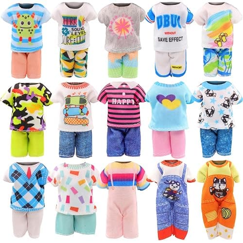 30 PCS Mini 6 Inch Doll Clothes and Accessories Include 4 Tops, 4 Pants for Boy Dolls, 5 Dresses , 2 Swimsuit and 2 Shoes, 10 Outfits Hangers Pocket Glasses Headset Crown for 5.3-6 Inch Dolls thumbnail 4
