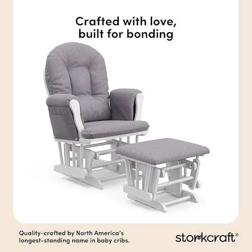Storkcraft Hoop Custom Glider and Ottoman, White/Slate Gray Swirl thumbnail 4