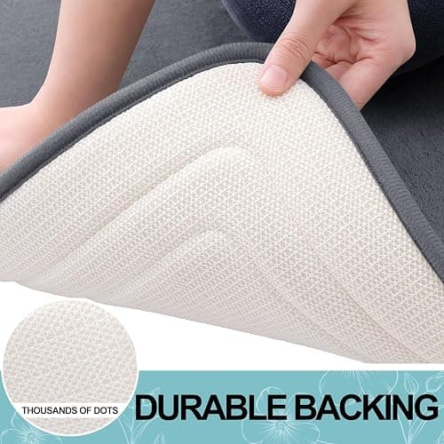 Smiry Memory Foam Bath Mat - 40 x 60cm, Non-Slip, Quick-Dry, Thick, Comfortable - Machine-Washable Floor Rug, Dark Grey - 40 x 60 cm - Dark Grey thumbnail 5
