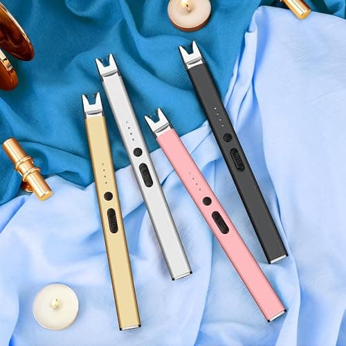 LcFun 2 Pack Candle Lighter Electric USB Rechargeable Plasma Arc Lighter with Safety Lock, Windproof Flameless Long Lighters for Candle, Grill, BBQ, Camping, Gas Stoves (Silver, Rose Gold) thumbnail 7