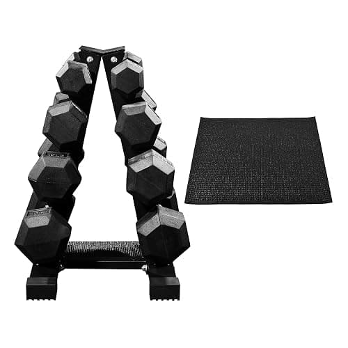 BalanceFrom Rubber Coated Hex Dumbbell Weight Set with Storage Rack, 100LB or 150LB or 200LB Set, 5-20 lbs or 5-25 lbs or 10-30 lbs Pairs thumbnail 7