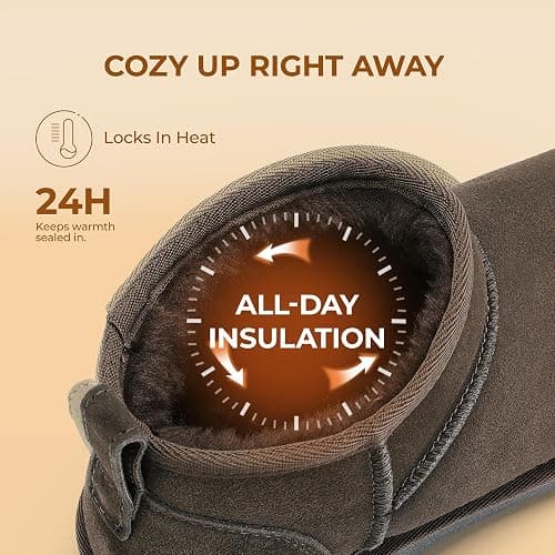 DREAM PAIRS Ankle Winter Mini Boots for Women | Genuine Suede Faux Fur Lining Water Resistant Warm Snow Boots Slip On Memory Foam Comfort Booties FuzzyClassic thumbnail 7