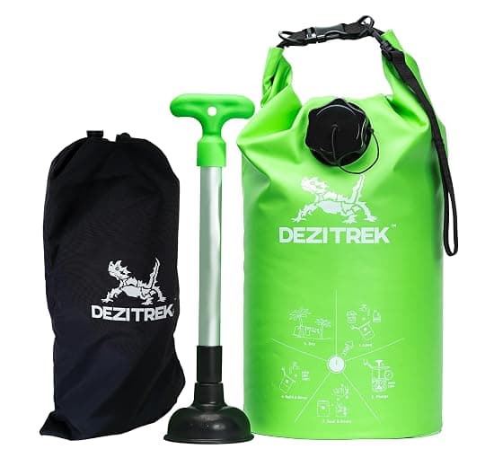 Dezitrek One Hand Wash Bag and Plunger Set - Off Grid Washing Machine Non Electric for Camping Travel | Eco Friendly Portable Manual Clothes - Image 1