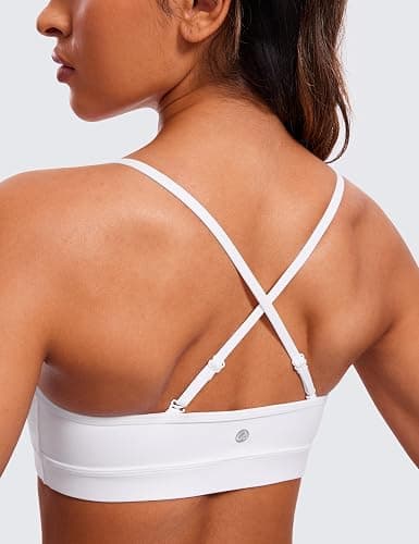 CRZ YOGA Butterluxe V-Neck Sports Bras for Women - Adjustable Thin Straps Padded Yoga Top Basic Wireless Camisole thumbnail 4