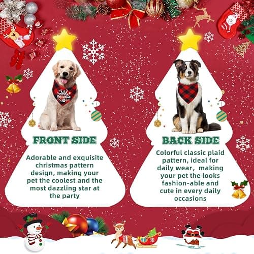 4 Pack Merry Christmas Dog Bandanas Classic Stylish Plaid Xmas Dog Christma Bandana Pet Scarf Bibs Gift Set Dogs Bandanas Christmas for Small Medium Large Puppy Pets thumbnail 4