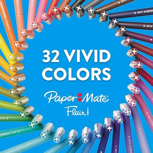 Paper Mate Flair Felt Tip Pens, Medium Point (0.7mm), Black, 12 Count - Teacher Supplies, Journaling, Note-Taking, Writing thumbnail 2