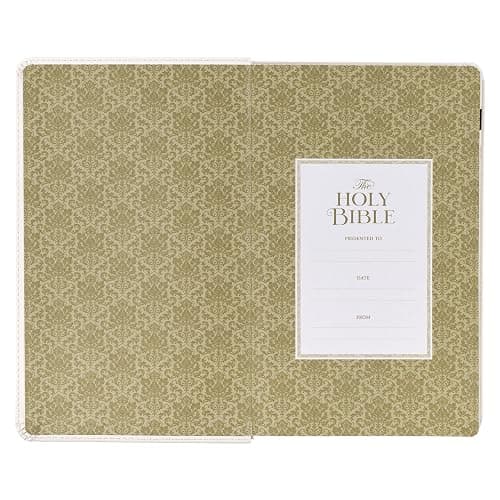 KJV Holy Bible, Giant Print Standard Size Red Letter Edition, Thumb Index Tabs & Ribbon Marker, King James Version, Vegan Leather, White Floral, 14 pt. Type (KJV Standard GP Editions) thumbnail 3