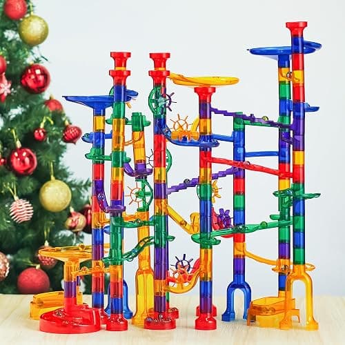 JOYIN 207Pcs Glowing Marble Run, Construction Building Blocks Toys with 5 Glow in The Dark, STEM Toy for Boys and Girls, Educational Toy, Gift for Christmas thumbnail 7