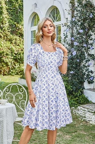 Belle Poque Vintage Dress for Women 2026 Summer 1950s Midi Cottagecore Dresses Square Neck Wedding Guest Cocktail Dress thumbnail 3