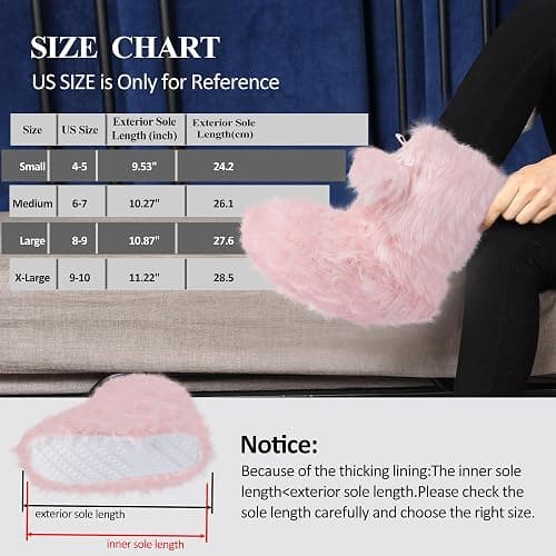 Forfoot Slipper Boots, Cozy Indoor Booties for Women Fluffy Comfortable House Shoes Fuzzy Anti-Slip Boots Winter thumbnail 7