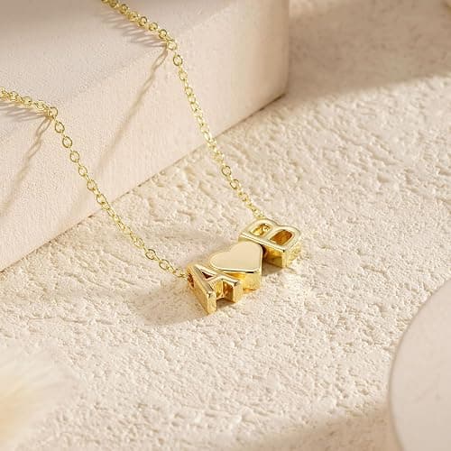Turandoss Gifts for Women Her - Heart Initial Necklace for Women Teen Girls, 14K Gold Plated Dainty Letter A-Z Initial Necklace, Personalized Jewelry Birthday Gifts thumbnail 5