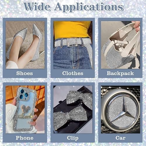 8 Rolls Rhinestone Ribbons,Cludoo 8 Yard Silver Self Adhesive Rhinestone Ribbon, Bling Crystal Diamond Ribbon Roll Wrap Glittering Rhinestones Sticker for Decoration Car DIY Arts Crafts Wedding thumbnail 5