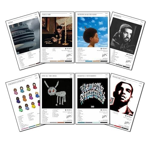IJSYEJB Drake - 8-piece poster set, 8 x 12-inch music album covers (frame not included) - Image 1