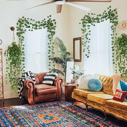 RECUTMS Fake Vines for Room Decor 86 FT Artificial Ivy Garland Hanging Plants Faux Greenery Leaves Bedroom Decor Aesthetic for Wall Wedding Party Home Garden Office Patio Outdoor Decoration(12 Pack) thumbnail 5