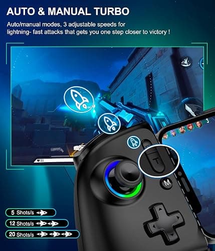 Mocagen Mobile Gaming Controller, MC2 Phone Controller for iPhone/Android/Switch/Oled/Switch 2 with Programmable/Hall Effect Joysticks & Analog Triggers/RGB Light thumbnail 6