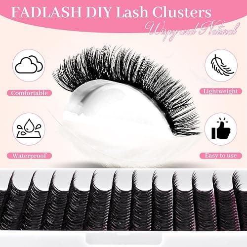 FADLASH Lash Clusters Kit 80D+100D Eyelash Clusters Natural D Curl Eyelash Extensions 8-16mm with Lash Bond and Seal Lash Tweezer for Beginners (80D+100D, 2Pack) thumbnail 3