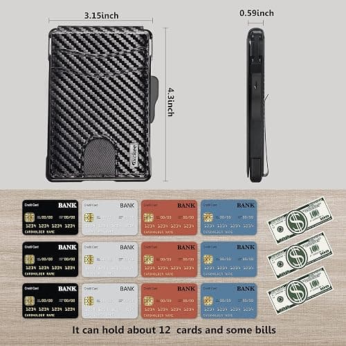 umoven Wallet for Men - with Money Clip Slim Leather Slots Credit Card Holder RFID Blocking Bifold Minimalist Wallet (Carbon Black and Orange) thumbnail 2