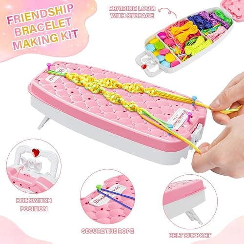 Dpai Friendship Bracelet Making Kit for Girls,DIY Arts and Crafts Toys,Jewelry String Maker Kit,The Best Birthday Gifts Ideas for Girls 6 7 8 9 10 11 12+ Years Old（Pink） thumbnail 3