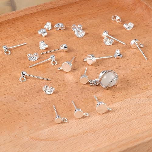 12Pcs Flat Sterling Silver Post with Earring Hook, 3/4/5mm Ear Studs with Loop Hypoallergenic 925 Sterling Silver Earrings Findings Dangle Studs Posts Butterfly Backs Supplies Jewelry Making Set thumbnail 5